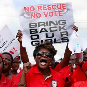 Nigerian women protest the government's failure to rescue the kidnapped schoolgirls