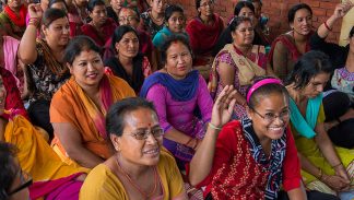 Women in Nepal attend an event