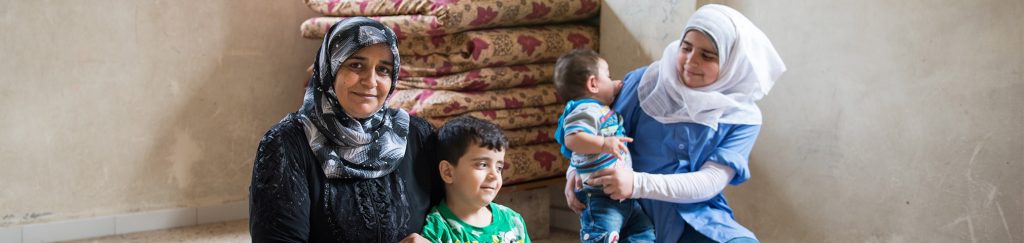 Refugee family in a camp in Lebanon